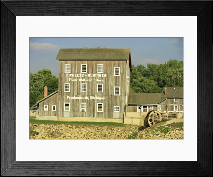 Framed Print : Restored flour mill and store on the River Cass at German-style Frankenmuth Framed Print : Restored flour mill and store on the River Cass at German-style Frankenmuth