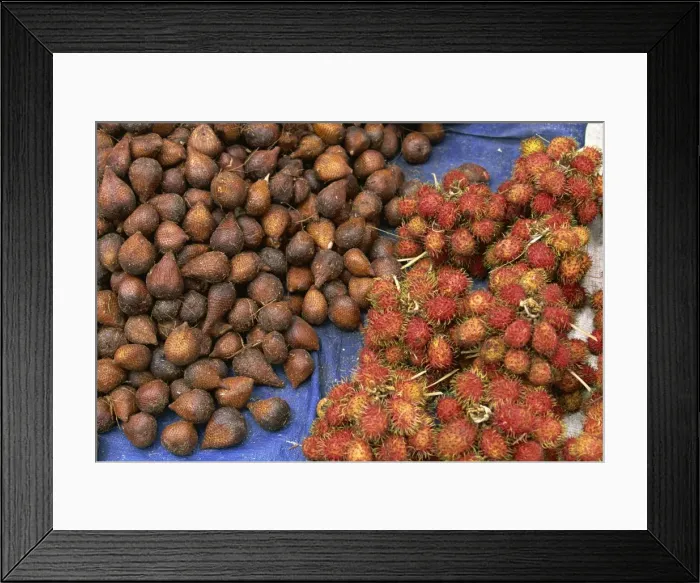 Framed Print : Salak and rambutan, the snakeskin and hairy tropical fruits in the market Framed Print : Salak and rambutan, the snakeskin and hairy tropical fruits in the market