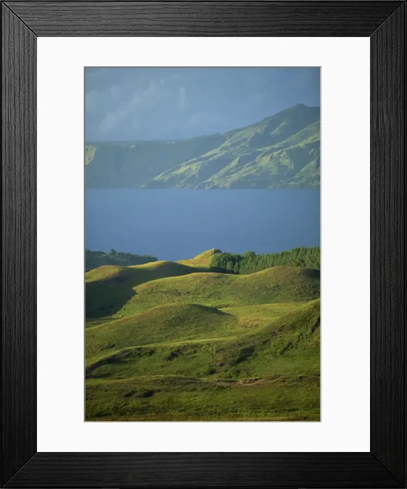 Framed Print : View north from Samosir Island near Ambarita towards north shore of Lake Toba Framed Print : View north from Samosir Island near Ambarita towards north shore of Lake Toba