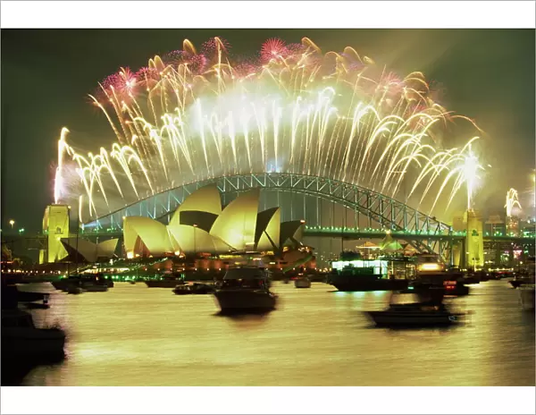 Spectacular New Years Eve firework display, Sydney, New South Wales