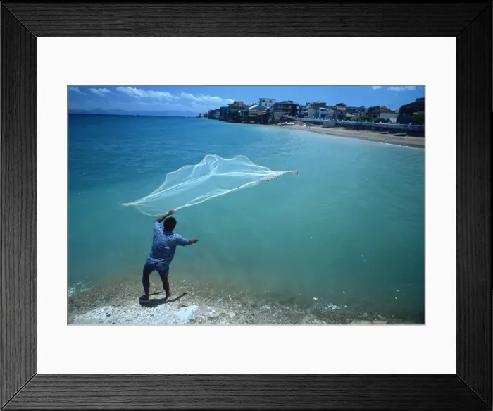 Framed Print : Fisherman with net, Kupang, Timor, Southeast Asia, Asia Framed Print : Fisherman with net, Kupang, Timor, Southeast Asia, Asia