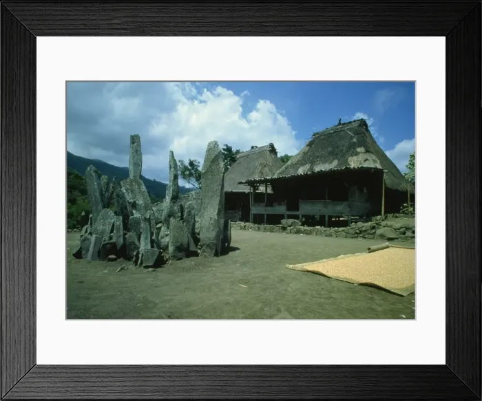 Framed Print : Megaliths at Bena, a traditional Ngada village near Bajawa in central Flores Framed Print : Megaliths at Bena, a traditional Ngada village near Bajawa in central Flores