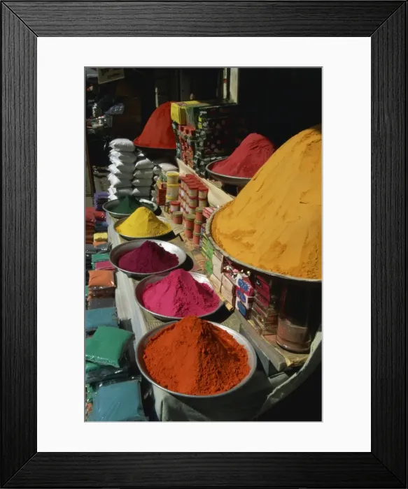 Framed Print : Tika powder for forehead marking, Aurangabad, Maharashtra state, India, Asia Framed Print : Tika powder for forehead marking, Aurangabad, Maharashtra state, India, Asia