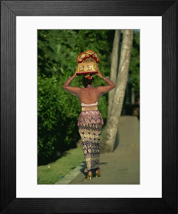 Framed Print : Woman carrying temple offerings, Bali, Indonesia, Southeast Asia, Asia Framed Print : Woman carrying temple offerings, Bali, Indonesia, Southeast Asia, Asia