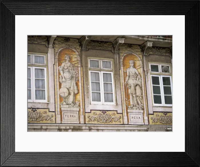 Framed Print : Tiled facade of building in the old Baixa district, Lisbon, Portugal, Europe Framed Print : Tiled facade of building in the old Baixa district, Lisbon, Portugal, Europe