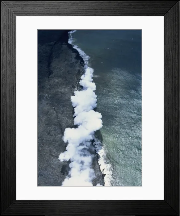 Framed Print : Aerial view of basalt lava field with collapsed roof window into an active flowing lava tube on the south flank of Kilauea volcano in Puna, Big Island, Hawaii, Hawaiian Islands, United States of America, Pacific Framed Print : Aerial view of basalt lava field with collapsed roof window into an active flowing lava tube on the south flank of Kilauea volcano in Puna, Big Island, Hawaii, Hawaiian Islands, United States of America, Pacific