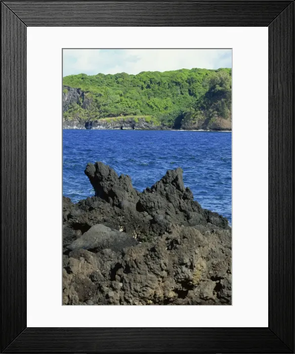 Framed Print : Jagged black lava shore on Keanae Peninsula, Hana Coast road, Maui, Hawaii Framed Print : Jagged black lava shore on Keanae Peninsula, Hana Coast road, Maui, Hawaii