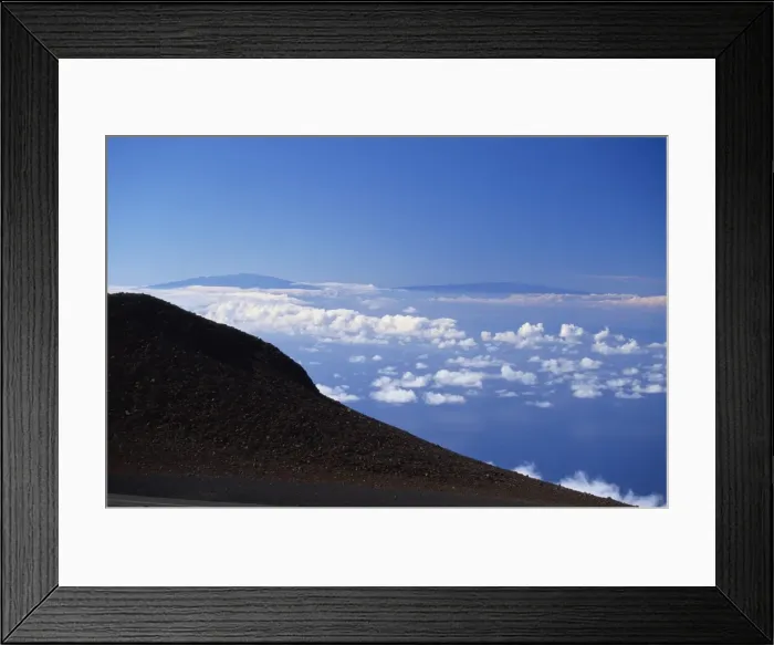 Framed Print : The two great 13000ft volcanic peaks of Mauna Loa on right, and Mauna Kea on the Big Island seen from the top of the Haleakala volcano, Maui, Hawaii, Hawaiian Islands, United States of America, Pacific Framed Print : The two great 13000ft volcanic peaks of Mauna Loa on right, and Mauna Kea on the Big Island seen from the top of the Haleakala volcano, Maui, Hawaii, Hawaiian Islands, United States of America, Pacific