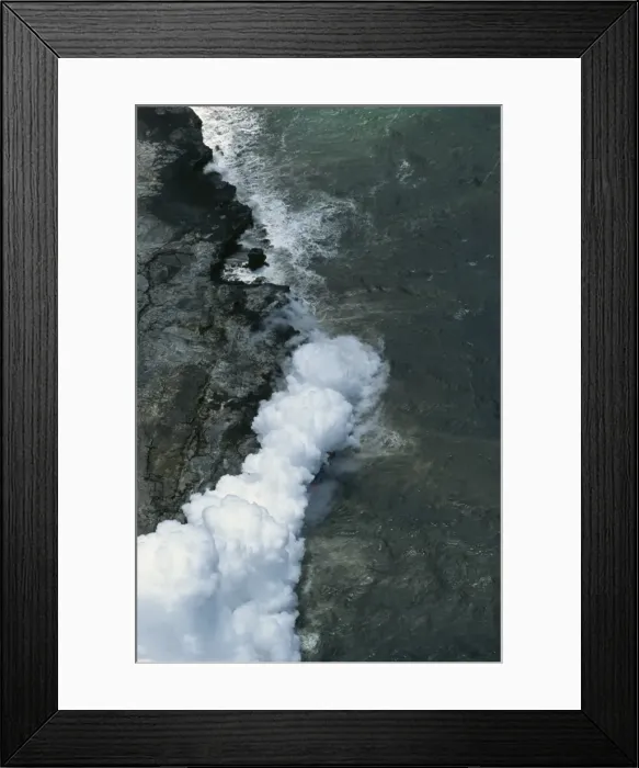 Framed Print : Steam cloud rising where lava from the Pu u O o cinder cone far inland enters sea on southeast Puna coast near Kaimu, Big Island, Hawaii, Hawaiian Islands, United States of America, Pacific Framed Print : Steam cloud rising where lava from the Pu u O o cinder cone far inland enters sea on southeast Puna coast near Kaimu, Big Island, Hawaii, Hawaiian Islands, United States of America, Pacific