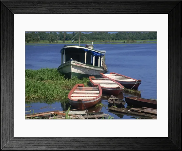 Framed Print : Small craft on tributary to Amazon near Manaus, Brazil, South America Framed Print : Small craft on tributary to Amazon near Manaus, Brazil, South America