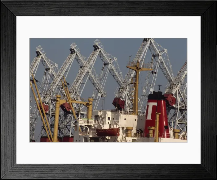 Framed Print : Wharfside cranes, Rouen, Seine-Maritime, Normandy, France, Europe Framed Print : Wharfside cranes, Rouen, Seine-Maritime, Normandy, France, Europe