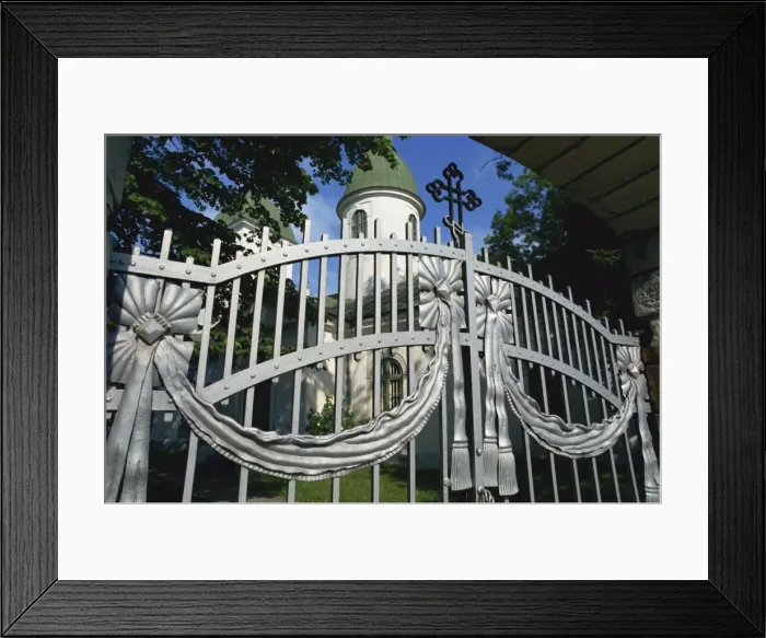 Framed Print : Gates to Russian Orthodox church, Kuressaare, Saaremaa Island, Estonia Framed Print : Gates to Russian Orthodox church, Kuressaare, Saaremaa Island, Estonia