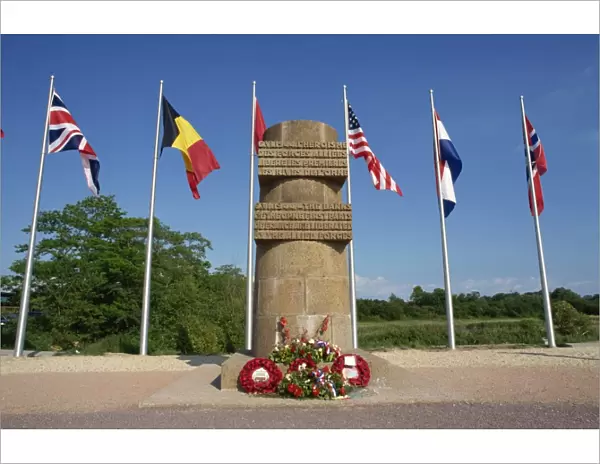 Memorial stele at Pegasus bridge, site of the first liberation, 6th June 1944