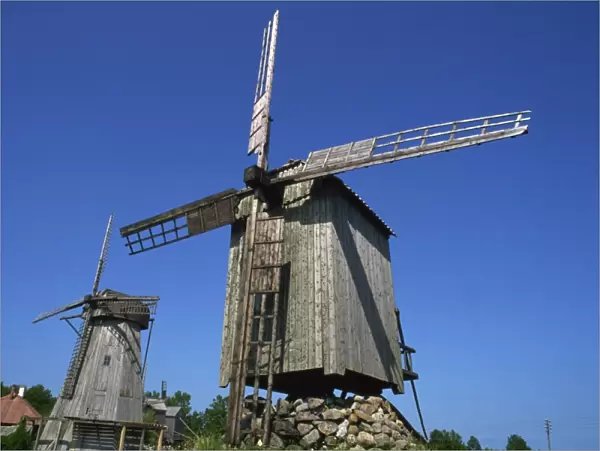 Windmills, Angla, Saaremaa Island, Estonia, Baltic States, Europe