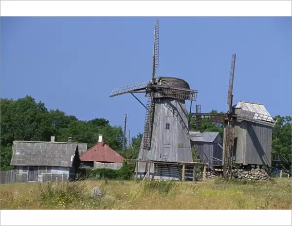 Angla windmills, Saaremaa Island, Estonia, Baltic States, Europe