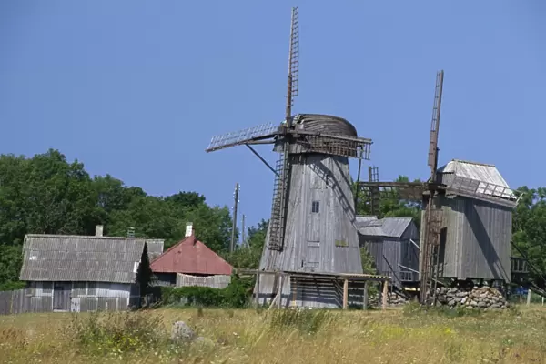 Angla windmills, Saaremaa Island, Estonia, Baltic States, Europe