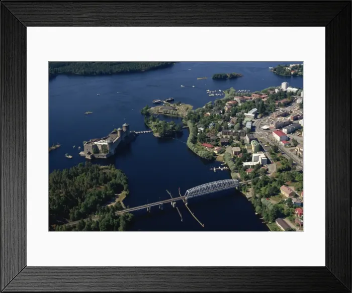 Framed Print : Aerial view of Olavinlinna Castle, Savonlinna, Finland, Scandinavia, Europe