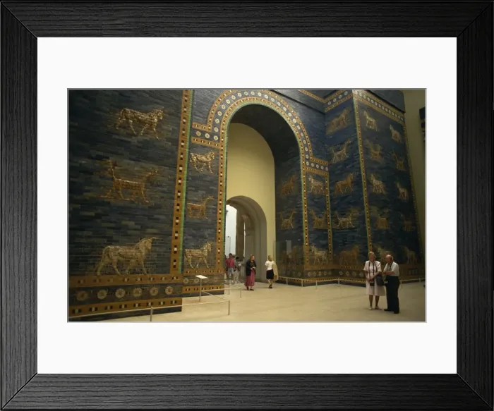 Framed Print : Tourists listen to recorded description of Ishtar Gate, Babylonian dating from the 6th century BC Framed Print : Tourists listen to recorded description of Ishtar Gate, Babylonian dating from the 6th century BC