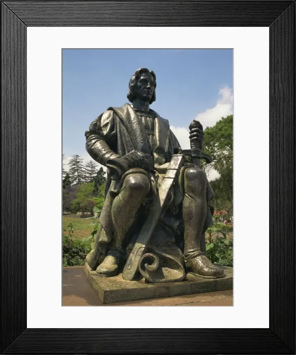 Framed Print : Columbus monument in Botanical Gardens, Funchal, Madeira, Portugal, Europe Framed Print : Columbus monument in Botanical Gardens, Funchal, Madeira, Portugal, Europe