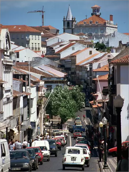 Main street in Angra do Heroismo, Terceira, Azores, Portugal, Atlantic, Europe