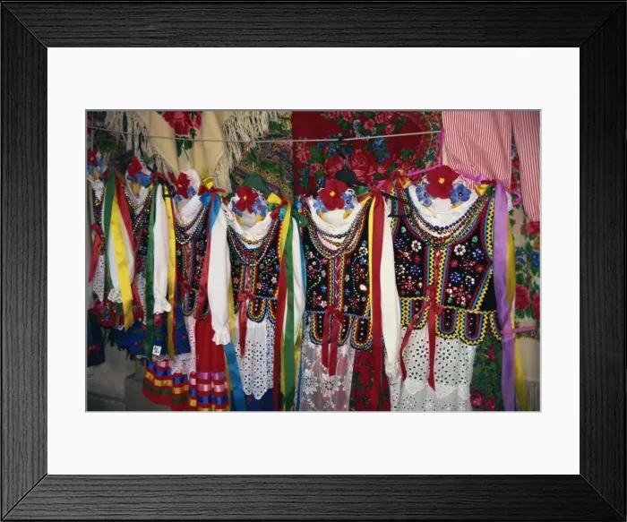Framed Print : National dress for sale, Warsaw, Poland, Europe Framed Print : National dress for sale, Warsaw, Poland, Europe