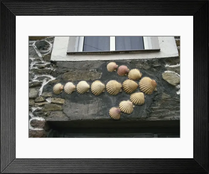 Framed Print : Direction of the Camino set out in scallop shells, A Coruna, Galicia, Spain, Europe Framed Print : Direction of the Camino set out in scallop shells, A Coruna, Galicia, Spain, Europe