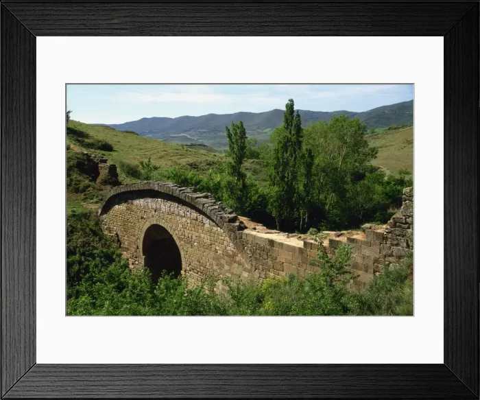 Framed Print : Old bridge and Roman road, Cirauqui, Camino, Navarre, Spain, Europe Framed Print : Old bridge and Roman road, Cirauqui, Camino, Navarre, Spain, Europe