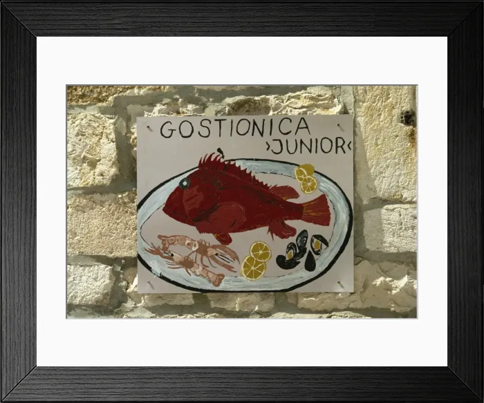 Framed Print : Junior fish restaurant sign, Hvar, Hvar Island, Croatia, Europe Framed Print : Junior fish restaurant sign, Hvar, Hvar Island, Croatia, Europe