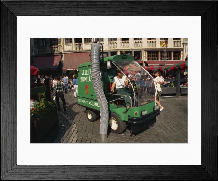 Framed Print : Cleaning vehicles, Grand Place, Brussels, Belgium, Europe Framed Print : Cleaning vehicles, Grand Place, Brussels, Belgium, Europe