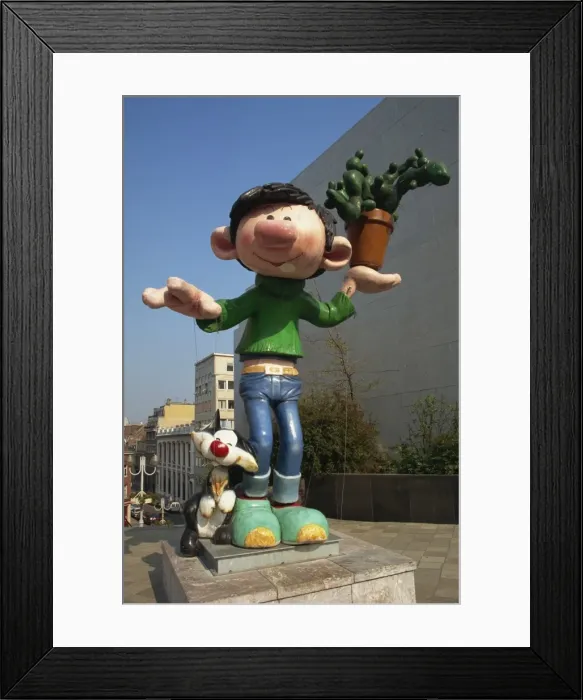 Framed Print : Cartoon sculpture near Museum of Moving Image, Brussels, Belgium, Europe Framed Print : Cartoon sculpture near Museum of Moving Image, Brussels, Belgium, Europe