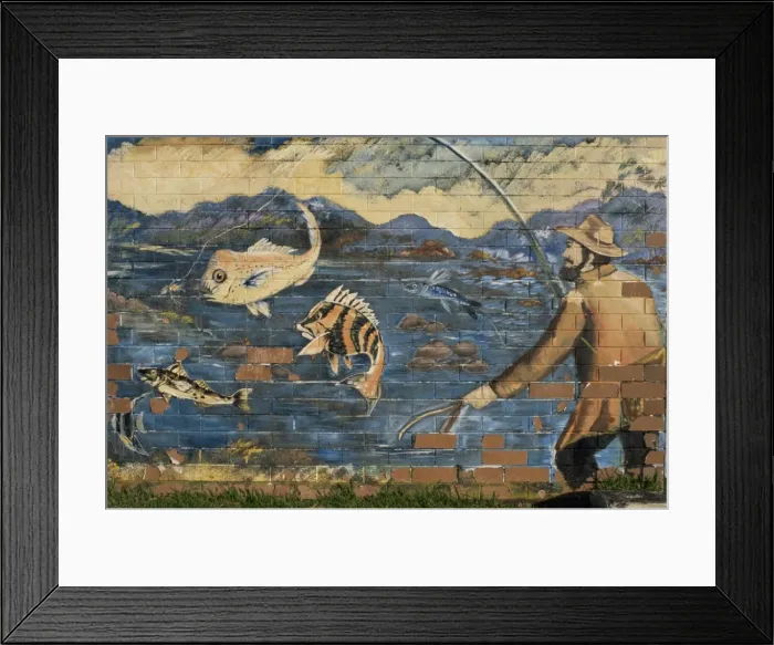 Framed Print : Wall painting of fishing, Esperance, Western Australia, Australia, Pacific Framed Print : Wall painting of fishing, Esperance, Western Australia, Australia, Pacific