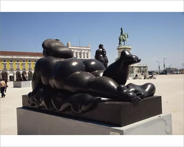 Botero sculpture, Praca do Comercio, Lisbon, Portugal, Europe