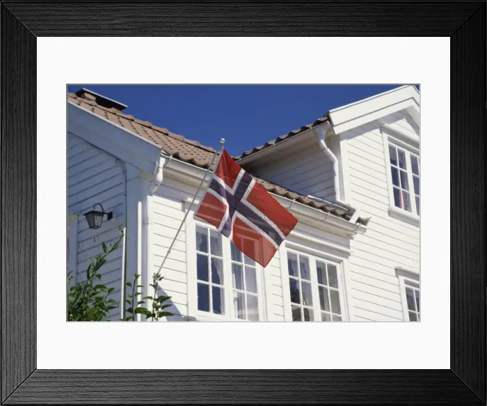 Framed Print : Flag on house, Lillesand, south coast, Norway, Scandinavia, Europe Framed Print : Flag on house, Lillesand, south coast, Norway, Scandinavia, Europe