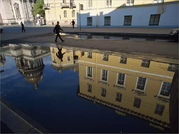 Reflection of St. Isaacs cathedral, St. Petersburg, Russia, Europe