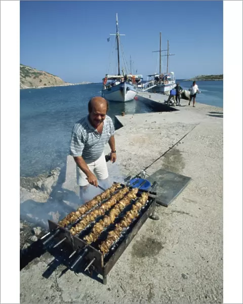 Barbecue, Seskli Island, Symi, Dodecanese, Greek Islands, Greece, Europe