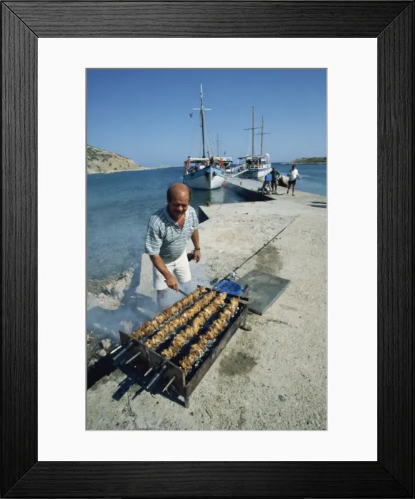 Framed Print : Barbecue, Seskli Island, Symi, Dodecanese, Greek Islands, Greece, Europe Framed Print : Barbecue, Seskli Island, Symi, Dodecanese, Greek Islands, Greece, Europe