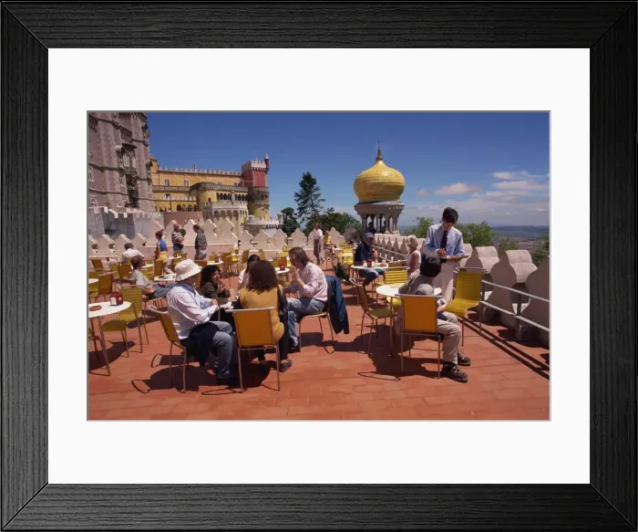 Framed Print : Cafe terrace, Pena National Palace, Sintra, Portugal, Europe