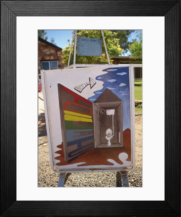 Framed Print : Sign to the toilet, Curtin Springs, The Centre, Northern Territory, Australia, Pacific