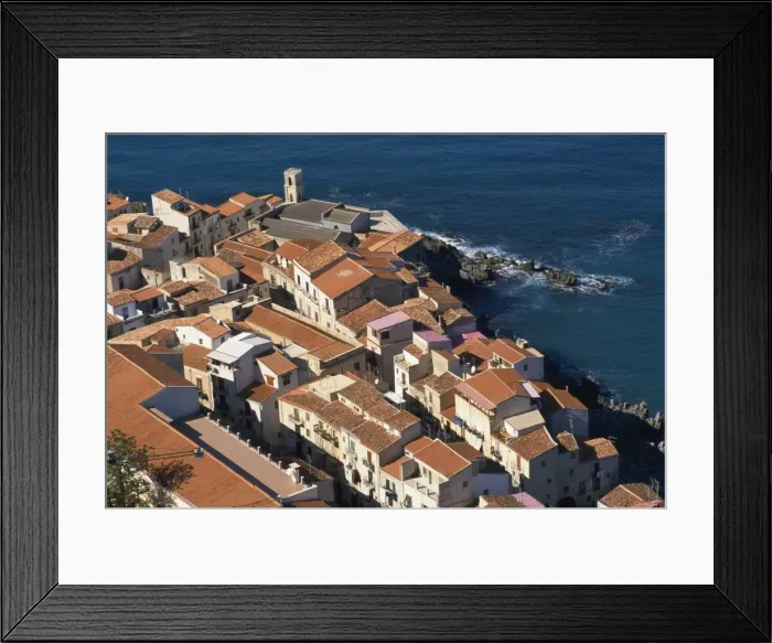 Framed Print : View of Old Town from La Rocca, Cefalu, Sicily, Italy, Mediterranean, Europe Framed Print : View of Old Town from La Rocca, Cefalu, Sicily, Italy, Mediterranean, Europe