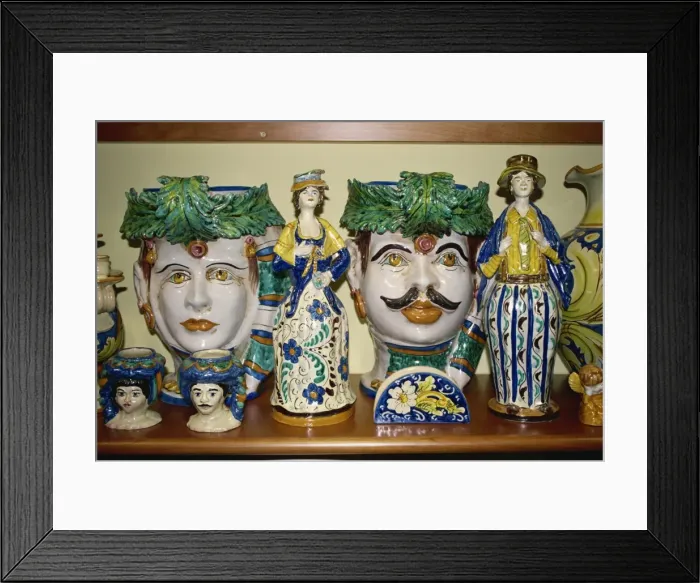 Framed Print : Ceramic ware for sale, Sicily, Italy, Europe Framed Print : Ceramic ware for sale, Sicily, Italy, Europe