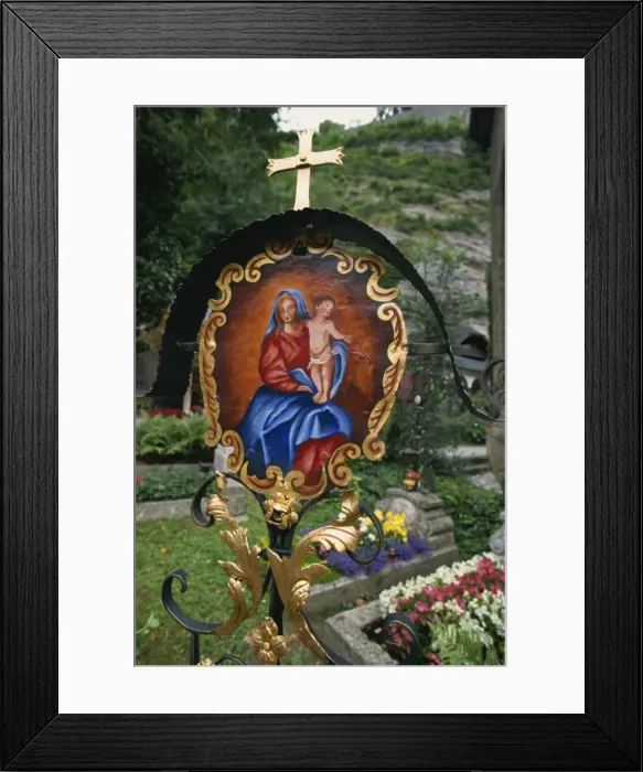 Framed Print : Painted tomb plate, St. Peters Cemetery, Salzburg, Austria, Europe Framed Print : Painted tomb plate, St. Peters Cemetery, Salzburg, Austria, Europe