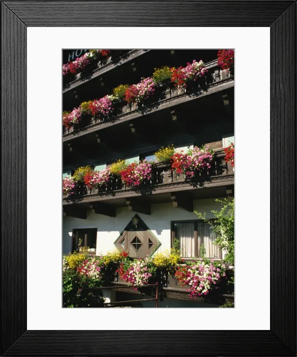 Framed Print : Flower boxes, Hotel Untersberg, near Salzburg, Austria, Europe Framed Print : Flower boxes, Hotel Untersberg, near Salzburg, Austria, Europe