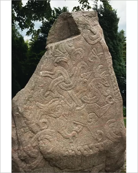 Rune stone dating from the 10th century, Jelling, Jutland, Denmark, Scandinavia, Europe
