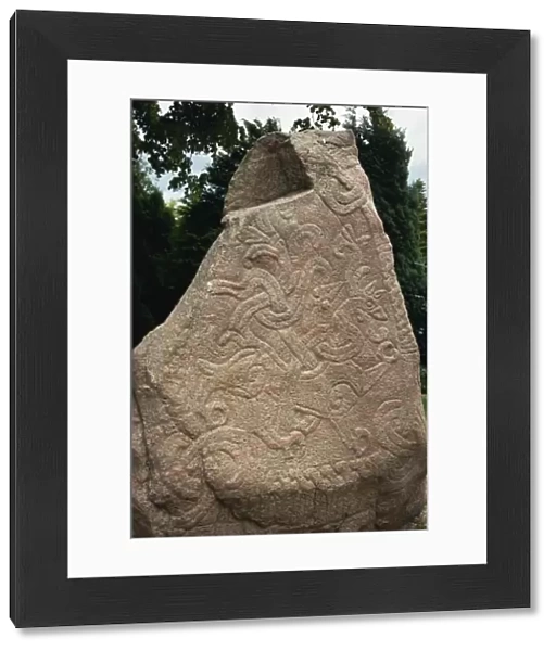 Rune stone dating from the 10th century, Jelling, Jutland, Denmark, Scandinavia, Europe