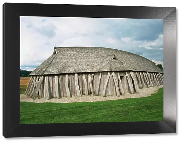Fyrkat, replica of Viking house of oak timber, Hobro, Jutland, Denmark