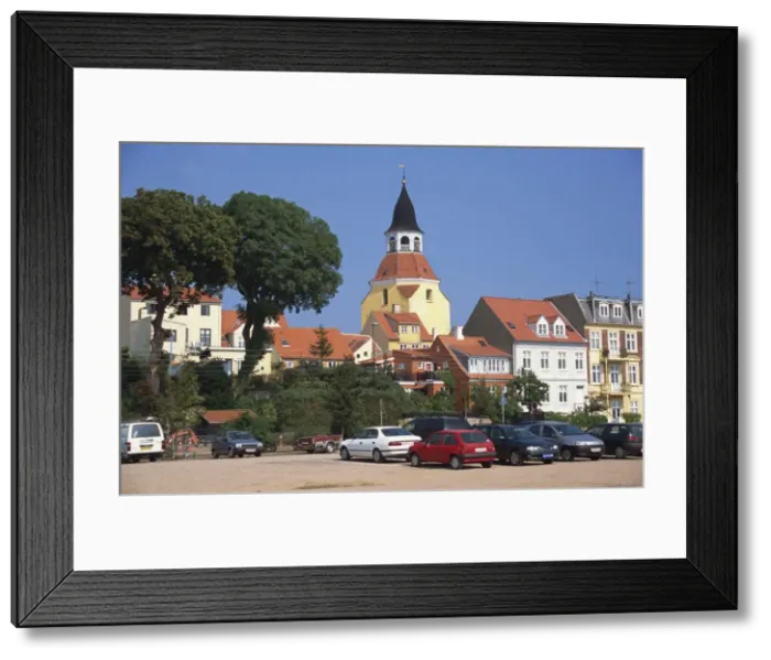 Framed Print : Klokketarnet of medieval church rises above town, Faaborg, Funen, Denmark Framed Print : Klokketarnet of medieval church rises above town, Faaborg, Funen, Denmark