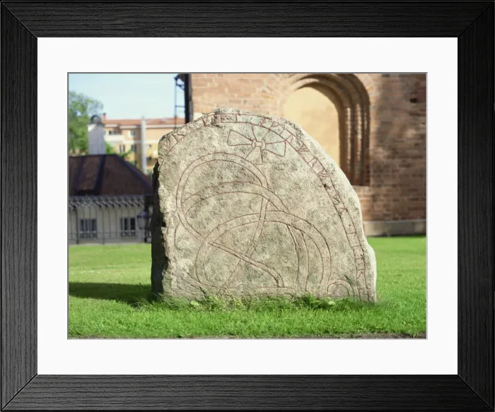 Framed Print : Rune stone in grounds of Uppsala cathedral, Sweden, Scandinavia, Europe Framed Print : Rune stone in grounds of Uppsala cathedral, Sweden, Scandinavia, Europe