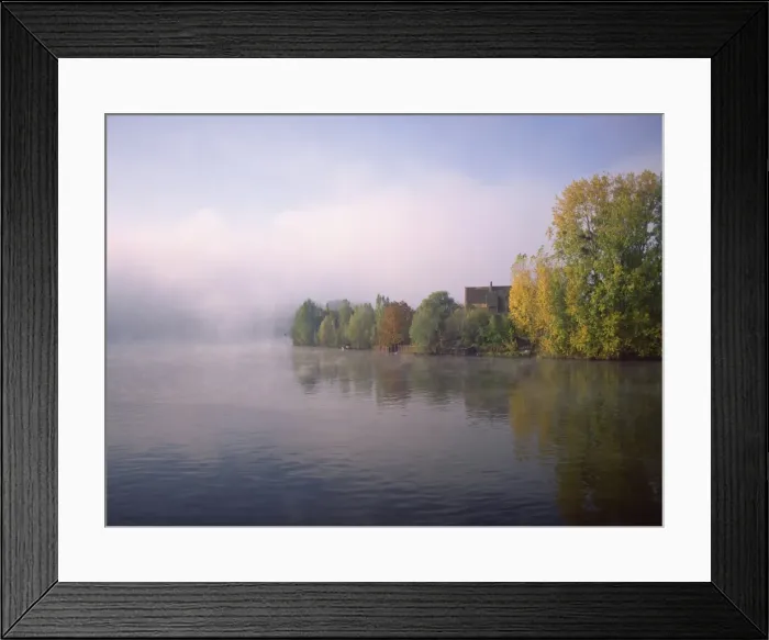 Framed Print : Misty autumn morning on River Seine, Petit Andelys, Haute Normandie, France, Europe Framed Print : Misty autumn morning on River Seine, Petit Andelys, Haute Normandie, France, Europe