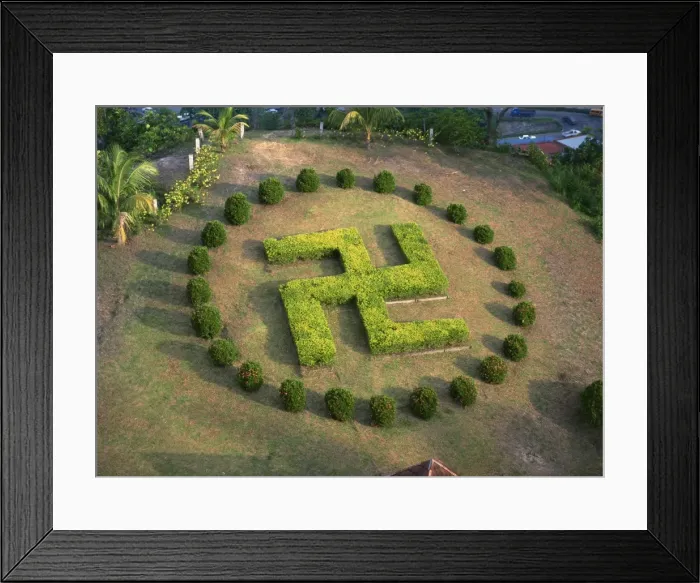 Framed Print : Symbol similar to swastika in garden of Buddhist temple Puu Jih Shih, Sandakan Framed Print : Symbol similar to swastika in garden of Buddhist temple Puu Jih Shih, Sandakan