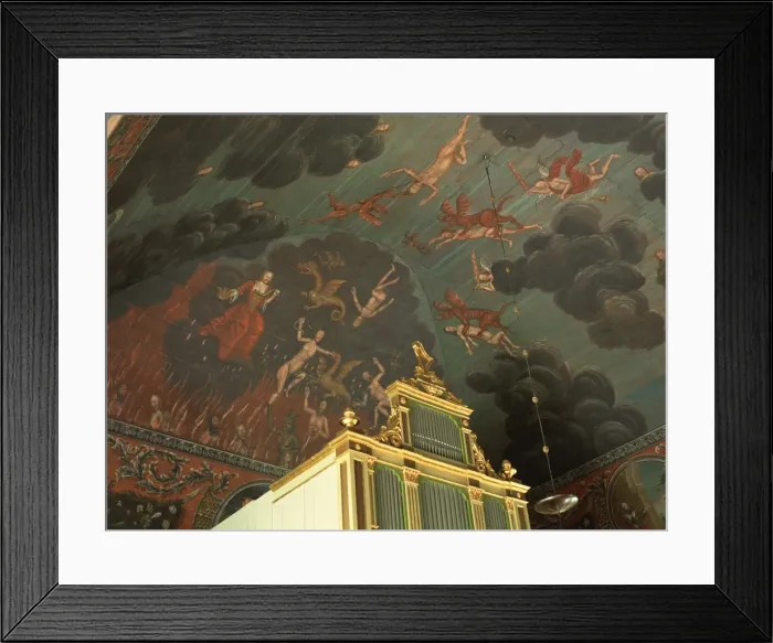 Framed Print : Vision of Hell painted by the German Georg Schuffner in 1753, church ceiling Framed Print : Vision of Hell painted by the German Georg Schuffner in 1753, church ceiling